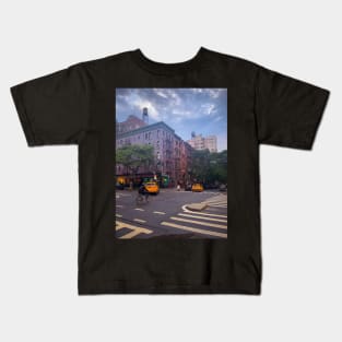 Upper West Side Yellow Cabs Biker Manhattan NYC Kids T-Shirt